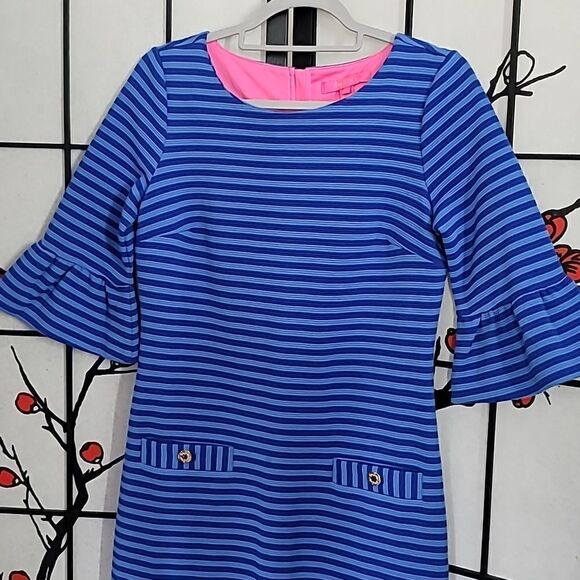 Lilly Pulitzer Womens  Blue Ottoman Striped Alden Dress Summer Spring - Picture 3 of 8